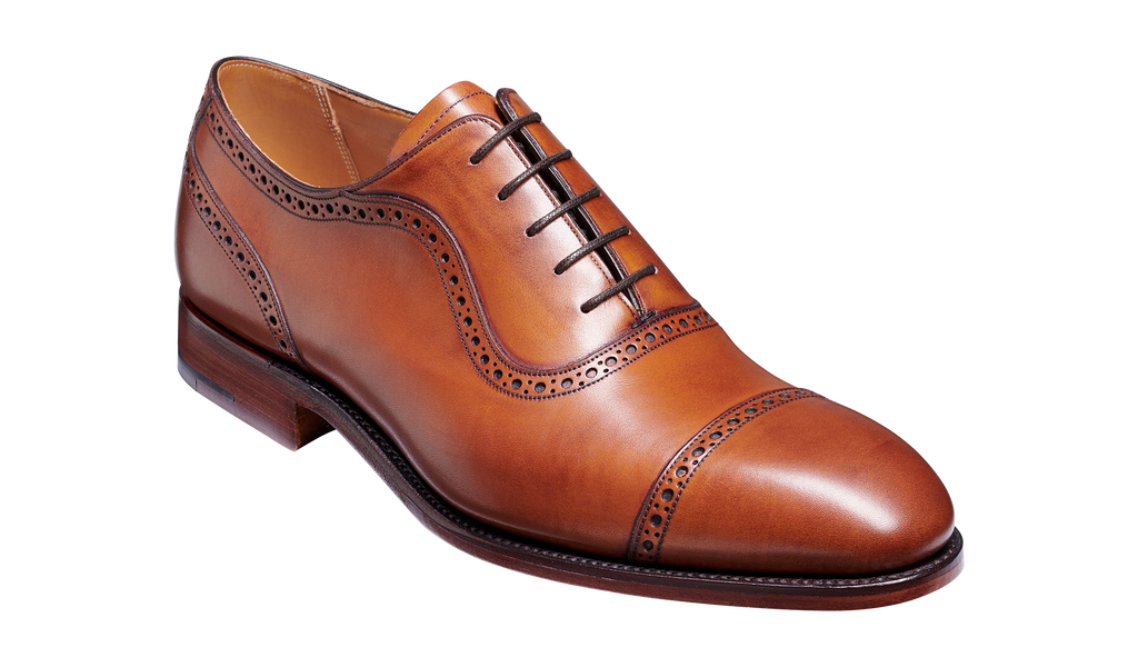 Newmarket Calf Leather Mens Oxford Brogue Shoe Antique Rosewood